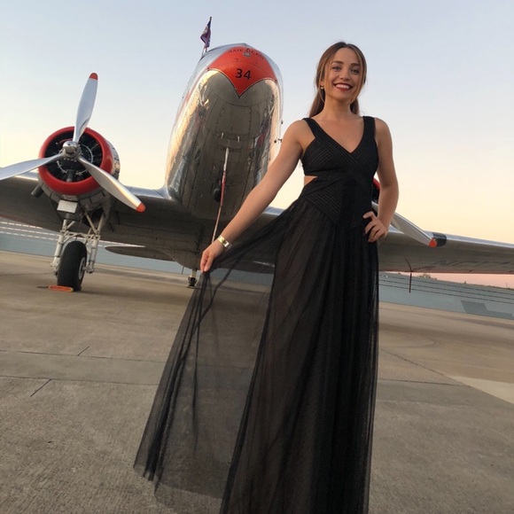 Black BCBGMaxazria tulle gown size 0 - Picture 6 of 7